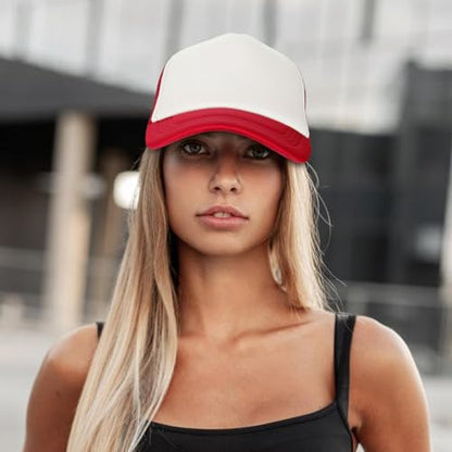 Ultrafun 10 Pack Trucker Hat Mesh Sublimation Blank Hats Adjustable Baseball Caps Hats for Men Women - color: Red White
