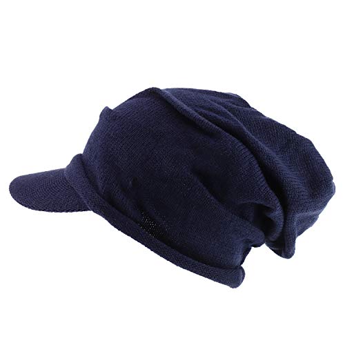 Armycrew Deep Crown Wrinkled Knit Slouch Rasta Beanie Visor - color: Navy