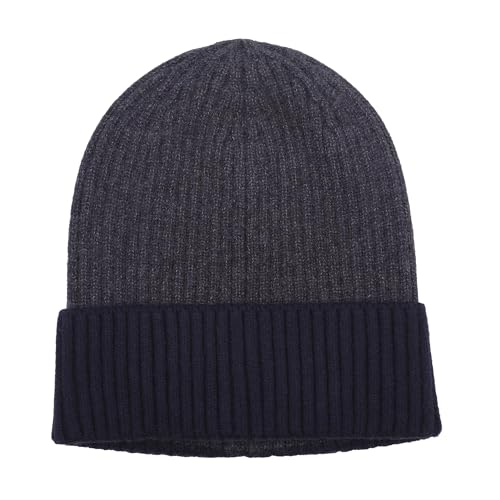 ZLYC Men Winter Knit Fisherman Beanie Hat Fashion Warm Daily Skull Cap - color: Cuffed Navy