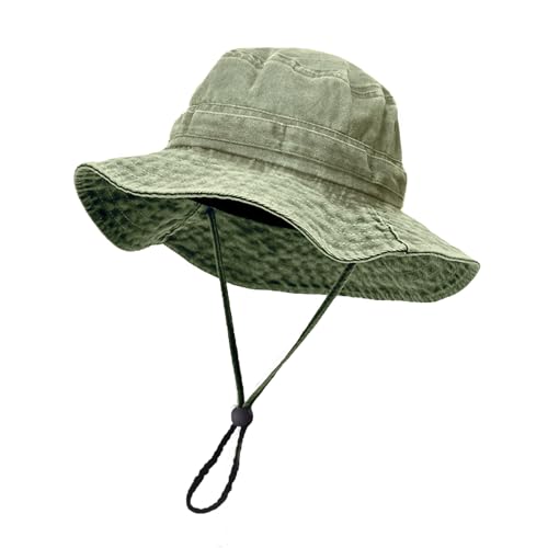 Camo Bucket Hat for Men Women, UPF 50+ Wide Brim Sun Protection - color: Green