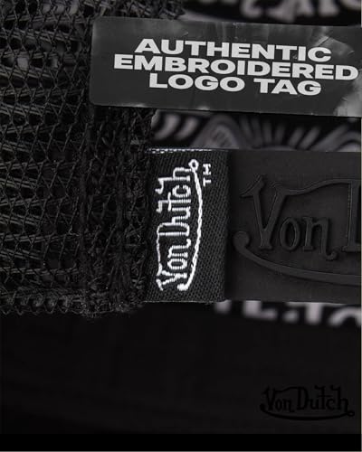 Von Dutch Unisex Velvet Trucker Hat, Curved Bill, Mesh Back, Snapback - color: Black Patched