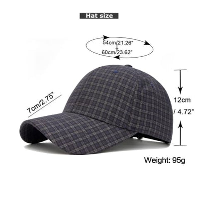 Unisex Plaid Baseball Cap Classic Checkered Cotton Dad Hat Retro Adjustable - color: Blue
