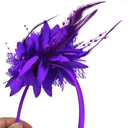 Fascinators Hat Tea Party Hat for Women 1920s Halloween Party - color: Purple