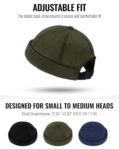 CLAPE Lightweight Breathable Brimless Cap Street Casual Versatile Summer Quick Dry Docker Cap No Brim Sailor Cap Leon Cap - color: Dcx2601-olivebrown