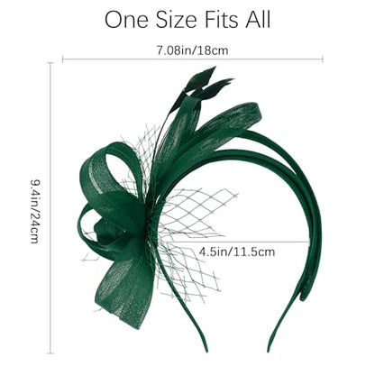 Fascinators Hats for Women, Fascinator Headband Tea Party Hat - color: Dark Green