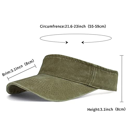 HH HOFNEN Sports Sun Visor Hats Cotton Adjustable Golf Caps for Men Women - color: #1a Khaki