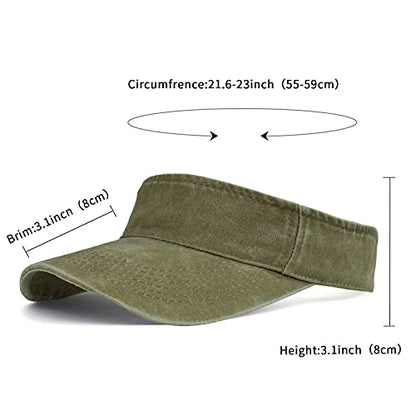 HH HOFNEN Sports Sun Visor Hats Cotton Adjustable Golf Caps for Men Women - color: #1a Khaki