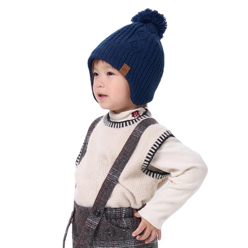 Moon Kitty Baby Boys Hats Toddler Beanies for Boys Winter Fleece Winter Hat Boys - color: Navy, size: 1-3T