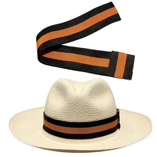 Gamboa Adjustable Hat Bands for Men and Women Fedora and Cowboy Hat Ribbon Band Hatbands Accessories - color: Black & Orange, size: Large
