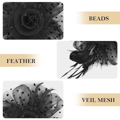 Zando Kentucky Fascinators Hats for Women Derby Tea Party Hat Flower Mesh Feathers Headband Headwear Hair Clip Girls - color: 02 Yellow & Green & Purple