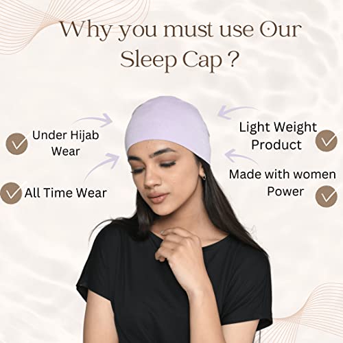 Chemo Hats Solid Sleep Cap Women's Bamboo Soft Headwear Cancer Cap Chemo Headwear Women - color: Lilac