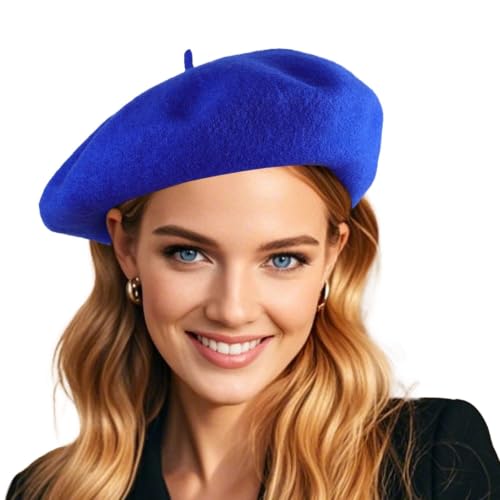 French Wool Beret Hats for Women Man - color: Sapphire Blue