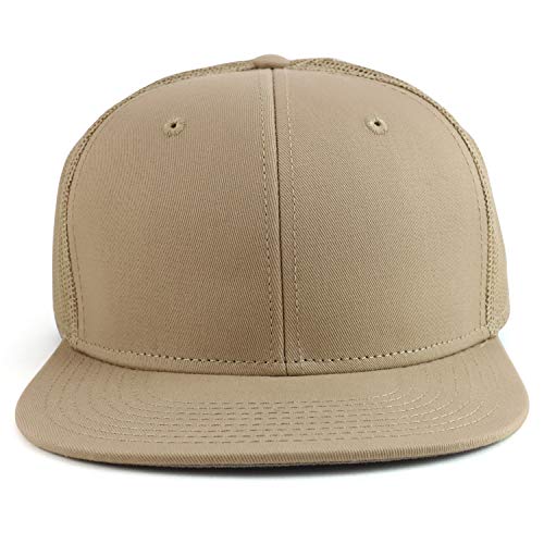 Armycrew Oversize XXL Blank Flatbill Mesh Snapback Cap - color: Khaki