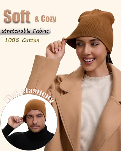 100% Cotton Beanie Hat for Men Women Cuffless Warm Winter Hats - color: 1pcs-coffee
