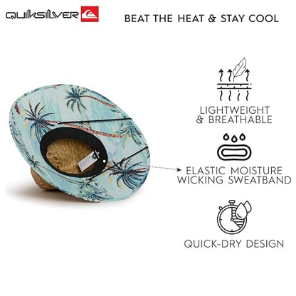 Quiksilver Men's Wide Brim Outdoor Lifeguard Straw Sun Hat - color: Aqua, size: Small-Medium