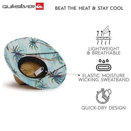 Quiksilver Men's Wide Brim Outdoor Lifeguard Straw Sun Hat - color: Aqua, size: Large-X-Large