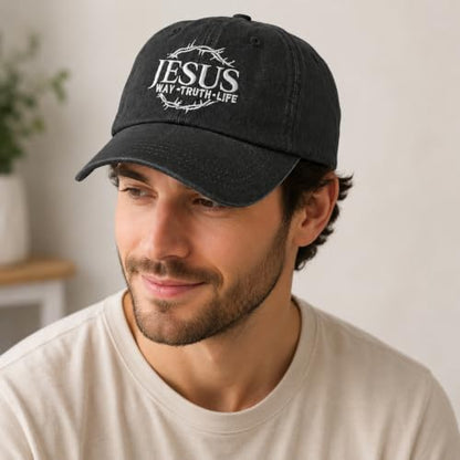 Man of God Husband Dad Embroidered Hat Camping Caps for Women - color: Jesus Way Truths Life 33