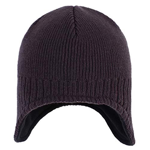 Connectyle Men's Knit Winter Hat with Ear Flaps Fleece Lined Beanie Warm Knitted Skull Cap Beanies Watch Hat - color: Dark Grey