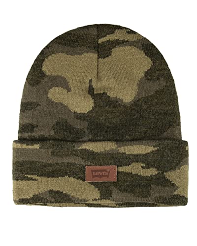 Levi's Mens All-Season Hero Beanie Soft Knit Cuffed Winter Hat, Warm & Comfortable Everyday Style - color: Camo Green Solid