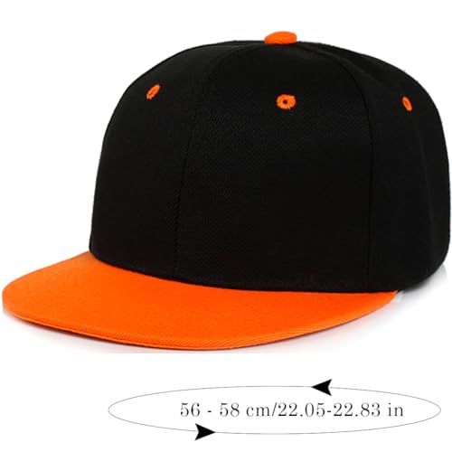 Snapback Hat Flat Bill Visor Hats Adjustable Hip Hop Baseball Cap for Women Men - color: Black Orange