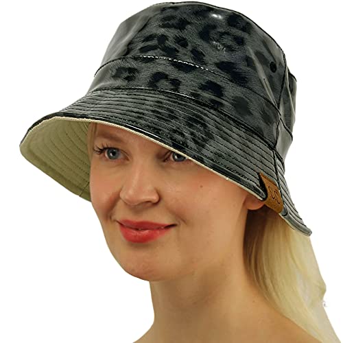 C.C Rain Waterproof Bucket Boonie Bush Fisherman Hiking Wide Brim Cap Hat - color: Leopard/Gray
