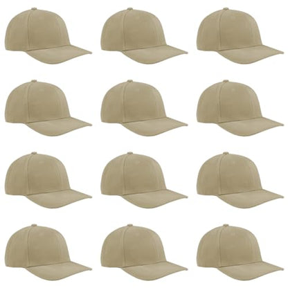TK Flex Blank Hats, Adjustable Plain Hats, Casual Women's and Men's Hats, Baseball Caps for Patches and Embroidery, 12 Pack - color: Khaki