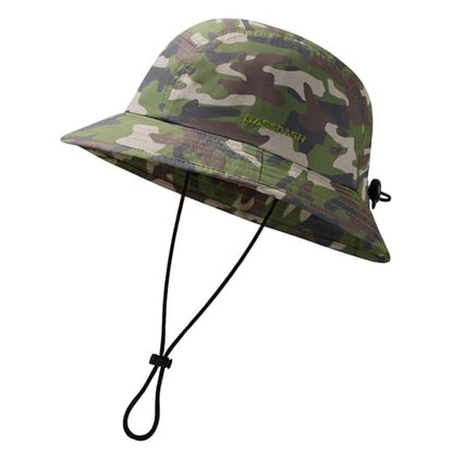 BASSDASH UPF50+ Fishing Bucket Hat for Men Women Lightweight Water Resistant Packable Outdoor Summer Sun Hats FH13 - color: Army Green Camo