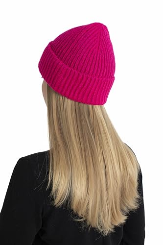 Seamless Beanie Cap, Acrylic Unisex Winter Beanie - color: Pink