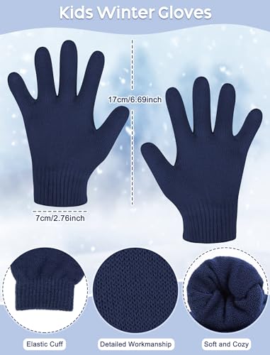 Kids Winter Hat Gloves Scarf Set, Boys and Girls Beanie Hat - color: Navy Blue