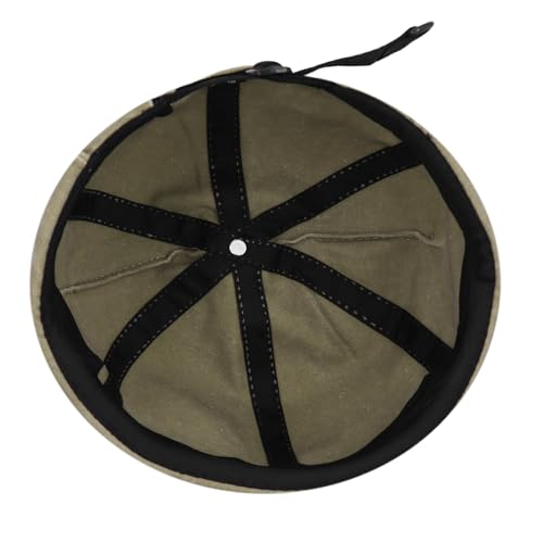 Cute Cat Ear Beanie Hats for Women Men Washed Cotton Brimless Docker Cap Retro Rolled Cuff Skull Cap - color: Khaki