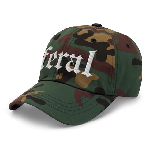 NX Feral Embroidered Curved Bill Cap Relaxed Fit Low Crown Adjustable Dad Hat - color: Green Camo