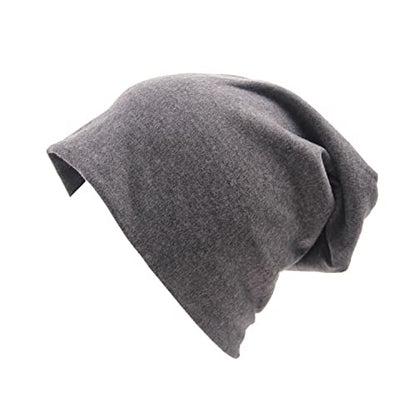 UTTPLL Unisex Baggy Cotton Beanies Lightweight Hip-Hop Soft Slouchy Stretch Beanie Hat Chemo Caps for Men Women - color: Dark Grey