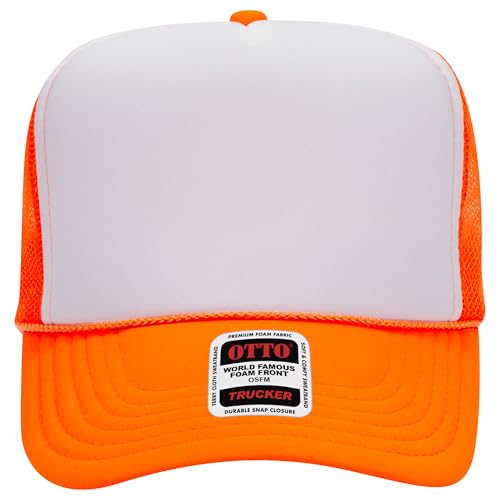 BROTHER TRUCKERS The World's Greatest Neon Colored Trucker Hat Blanks - Wholesale Bulk Unisex Snapback Hats - color: Neon Orange/White/Neon Orange