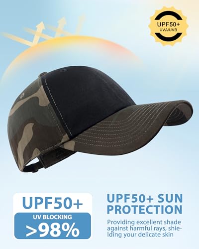 GADIEMKENSD Unstructured Baseball Cap Adjustable, Running Hat for Men Women, Cotton Dad Hat Plain for Outdoors Activities - color: Camo Brown/Black