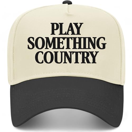 Play Something Country Vintage Trucker Hat | Cowboy Cowgirl | Premium Snapback Baseball Hat for Men & Women - color: Black/Natural