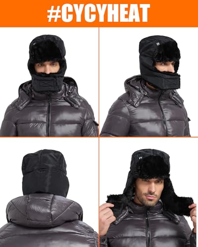 Heated Trapper Hat for Men & Women, Faux Fur Outdoor Winter Hunting Hat