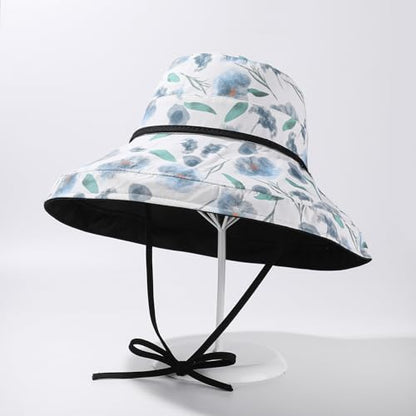 HUAMULAN Women Wide Brim Reversible Sun Hat Summer Beach Fishing Bucket - color: Black Floral