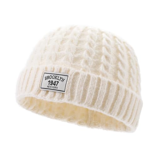 Soft Winter Knitted Hat Skull Cap Sailor Caps Cuff Beanie Cold Weather Brimless Knit Hats Warm Ski Hat Landlord Hats - color: Mg-zzm25101-beige