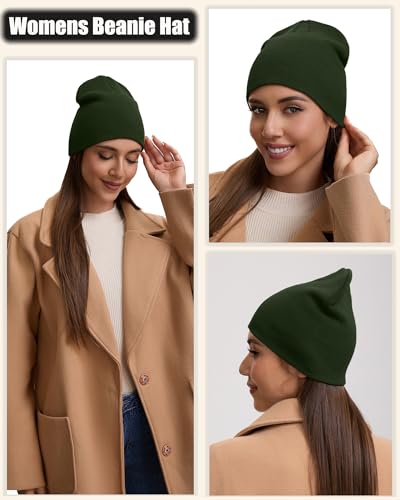 100% Cotton Beanie Hat for Men Women Cuffless Warm Winter Hats - color: 1pcs-olive Green