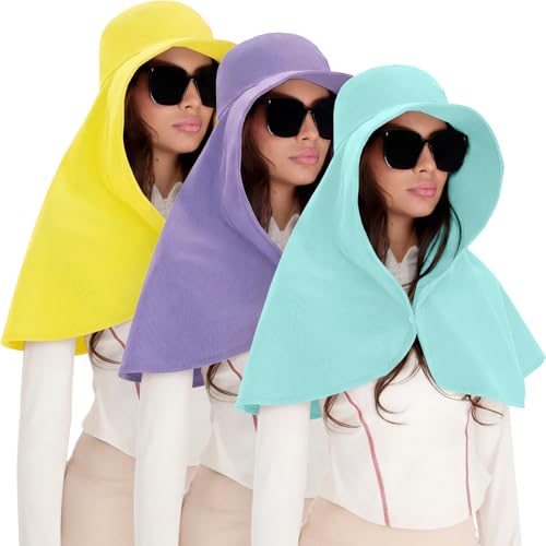 Shyyween 3 Pack Wide Brim Hats for Women,UPF 50+ - color: Green, Purple, Yellow