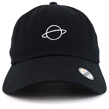 Trendy Apparel Shop Planet Embroidered Low Profile Soft Cotton Dad Hat Cap - color: Black