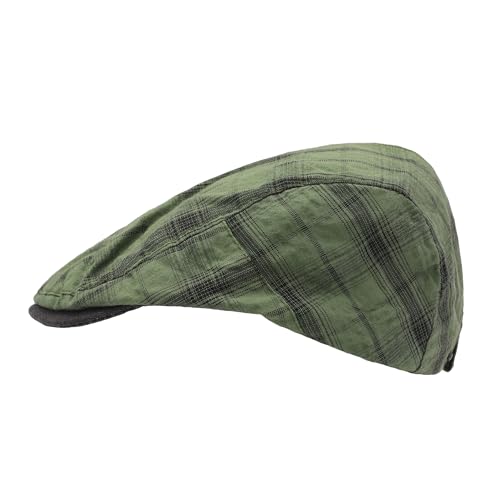 ZLYC 남성용 여름 플랫 캡 Scally Ivy Gatsby Newsboy Beret Driver Cabbie 사냥 모자 - color: 체크 그린