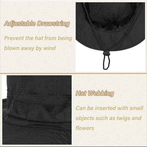 Men-Women-Fishing-Hat Sun-Protection-Safari-Cap Outdoor-Camping Bucket Hat - color: Black