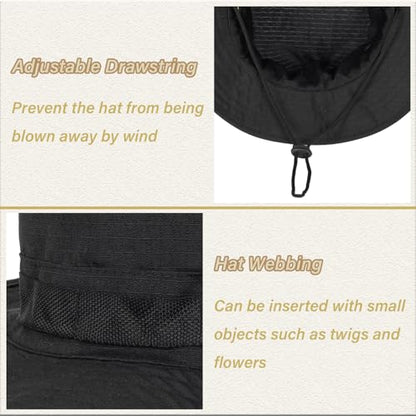 Men-Women-Fishing-Hat Sun-Protection-Safari-Cap Outdoor-Camping Bucket Hat - color: Black