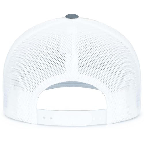 Pacific Headwear Contrast Stitch Trucker Pacflex Snapback Cap - color: Graphite/White/Graphite