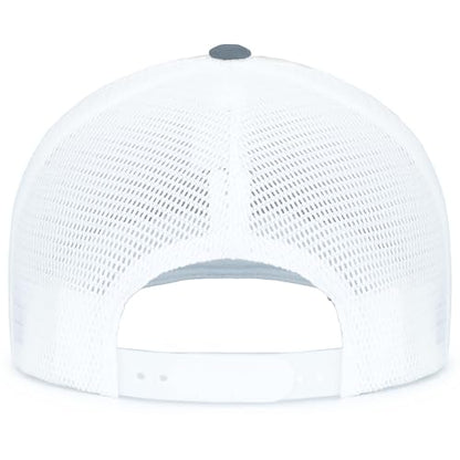 Pacific Headwear Contrast Stitch Trucker Pacflex Snapback Cap - color: Graphite/White/Graphite