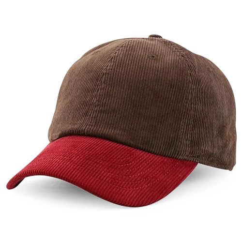 Trendy Apparel Shop Cotton Corduroy Unstructured Baseball Cap Dad Hat - color: Dark Brown Burgundy