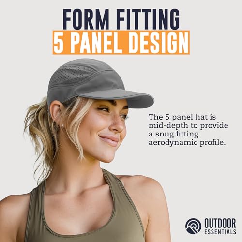 OutdoorEssentials Running Hat - Breathable Running Hats for Women & Men - Jogging Exercise Hiking Cap - Trail Baseball Tennis - color: Gray