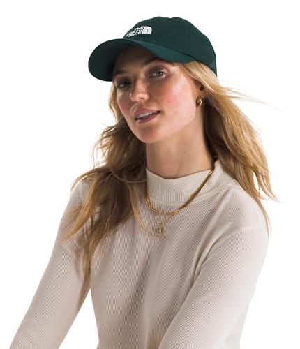 The North Face Norm Baseball Hat | Shallow Fit Ball Cap with Embroidered Logo, Adjustable Strap Closure & Silver Buckle - color: Hunter Green