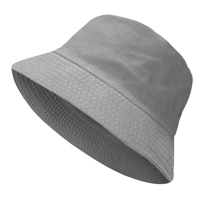 PFFY Bucket Hat for Women Men Cotton Summer Sun Beach Fishing Cap - color: Pure Grey